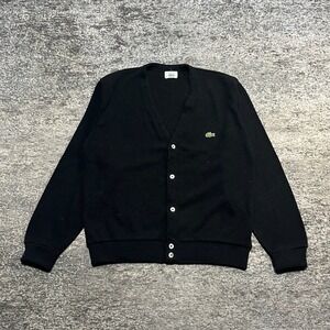Vintage IZOD Lacoste Cardigan Sweater Size Large Made In USA 80s Preppy Grandpa